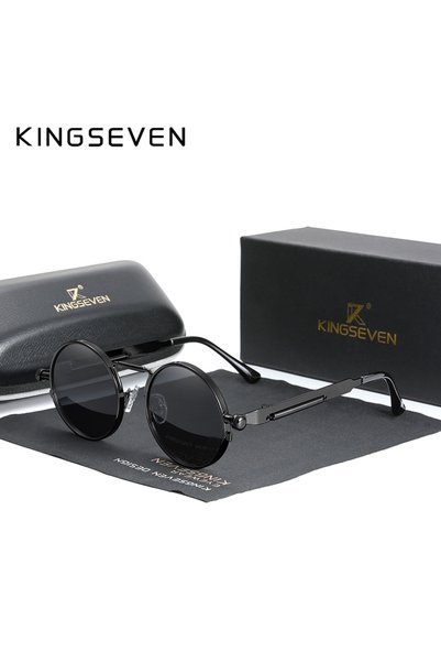 Choice1 Black-Gray KINGSEVEN High Quality Gothic Steampunk Sunglasses Polariz...