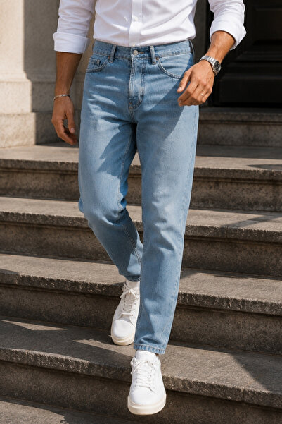 CEDY DENIM Pantaloni din Lycra cu talie înaltă pentru bărbați, model Mom Jean...