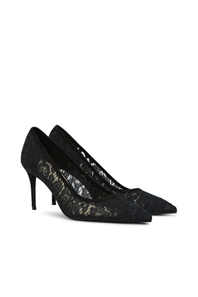Dıvarese Siyah Dantelli Stiletto