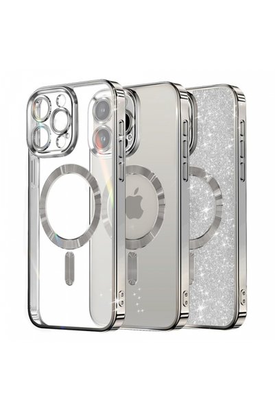 Apple Husa MagSafe pentru iPhone 16 Pro Max, Techsuit, Luxury Glitter, Argintie