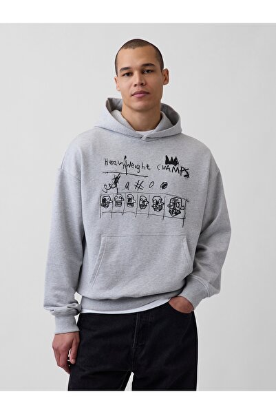 GAP Erkek Gri Jean-Michel Basquiat Heavyweight Sweatshirt
