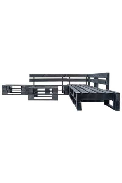 Concept Set mobilier de grădină din paleți, 6 piese, negru, lemn