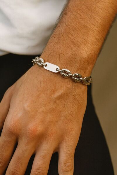 OSMANLI GÜMÜŞ Men's Steel Bracelet - Sailor Model Plate Men's Steel Bracelet