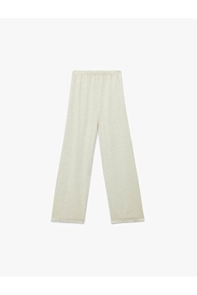 Koton Linen and Viscose Blend Wide-Legged Pants with Tie Waist