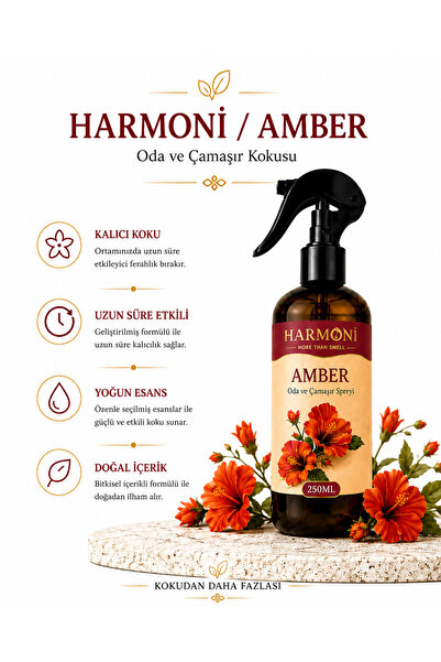 HARMONİ Amber Oda Ve Çamaşır Spreyi Oda Kokusu Oda Spreyi Room Spray 250ml