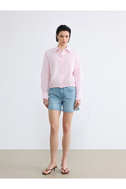 LC Waikiki Two Mt Shop Quality Striped Oversize Oxford Women's Shirt