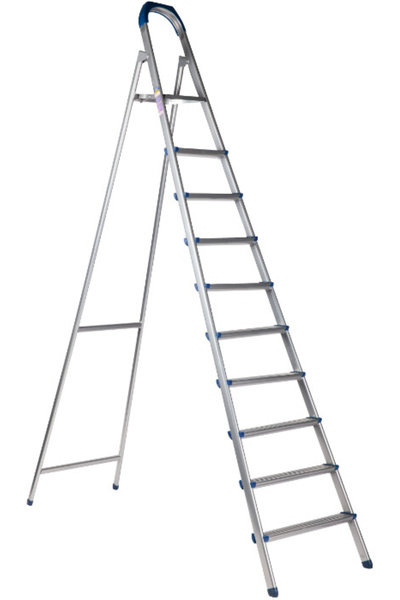 Evotools Scară metalică vopsită gri - Înălțime totală 2,27 m Nr. trepte 8+P Î...