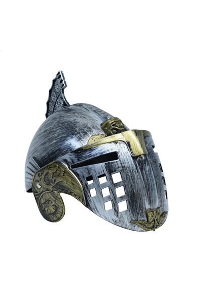 Generic Brand Gold Color over Silver, Roman Byzantine Helmet with Swivel Headgear, 25X20 cm