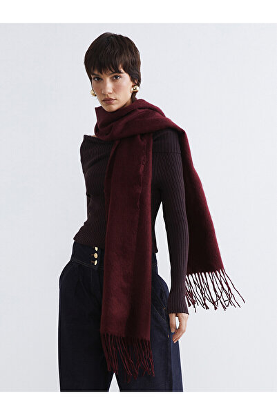 LC Waikiki Alita City Lcw Accessories Burgundy Knitwear Plain Women's Scarf w...