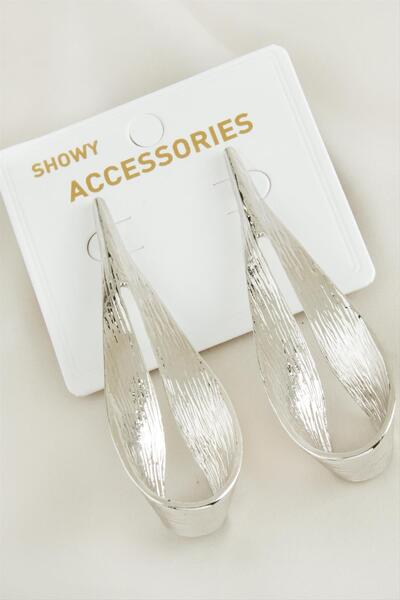 Generic Brand Glblseme Oval New Season Metal (03319) Earrings-Silver Color