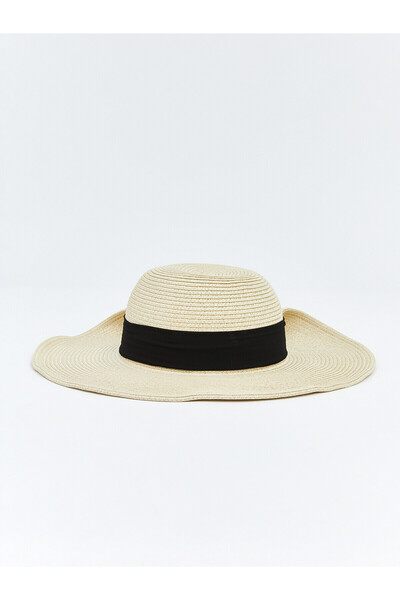 LC Waikiki Nevavm Women's Straw Fedora Hat with Bow Detail