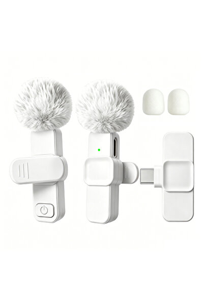 Choice5 White 1to2 Type C Type-C Port Wireless Lavalier Microphone with Noise...