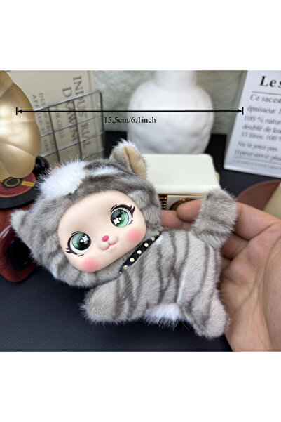 Choice3 Cat B Cute Vinyl Kitty Doll Plush Keychain Soft Kawaii Prone Position...