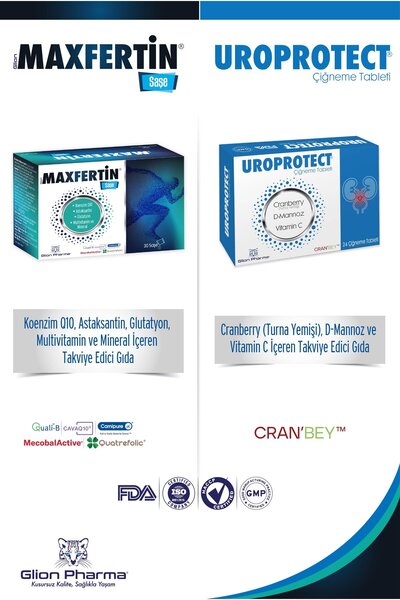 Glion Pharma Uroprotect Cranberry D-Mannoz C Vitamini & Maxfertin Koenzim Q10...