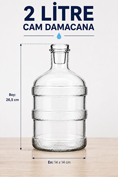 ByKurt Cam Damacana 2 Litre Cam Su Şişesi Sağlıklı Su Saklama Kabı