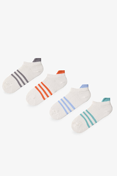 Penti Boys' Marsmelov Dynamic Striped Cotton 4 Pairs Booties Socks