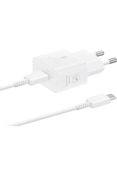 Samsung Incarcator Retea 25W, port USB Type-C, cablu Type-C - Type-C inclus, Alb