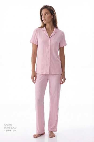 Penti Set de pijamale roz Alia Pink cu mâneci scurte