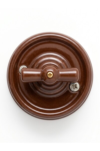 mucize Vintage Ceramic Nostalgic Lamp On/Off Switch - Infinite Loop - Brown