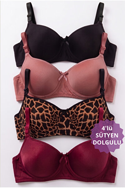 CHOCHO Women's Wire-Filled Supported 4-Piece Bra Set