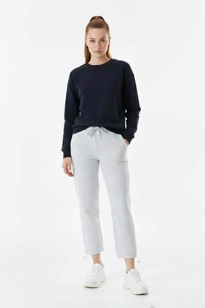 Fulla Moda Φούτερ Jogger με 3 κλωστές, ελαστική μέση και πώματα στα πόδια