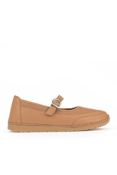 Ziya , Women's Genuine Leather Ballet Flats 1611061Zrc5 Tan