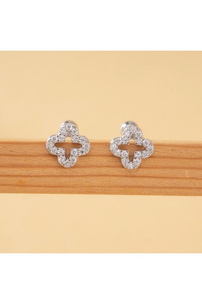 Choice Silver Color Fashion Shiny Zircon Hollow Out Four Leaf Clover Flowers ...