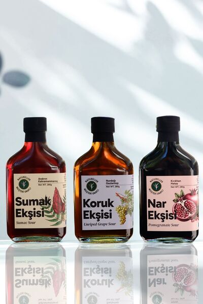 Natureller Tatlı Ekşi Seti Nar, Sumak, Koruk Ekşisi (3 Adet) 280 gr