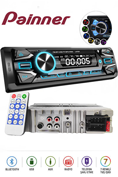 Painner Premio 2026 Özel Seri 2xusb Rgb Panel Oto Teyp Bluetooth Sd Aux 7renk...