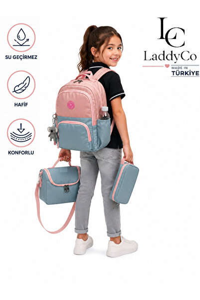 LaddyCo حقيبة مدرسية ابتدائية من القماش المقاوم للماء، مجموعة من 3 قطع، مجموع...