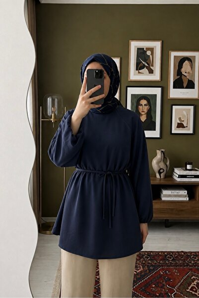 miremiran Balon Sleeve Oversized Tunic Shirt with Waist Tie and Zipper Inside...