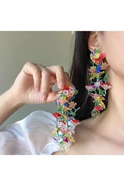 Choice HE5908-1 Lifefontier Bohemia Resin Transparent Colorful Flower Long Ta...