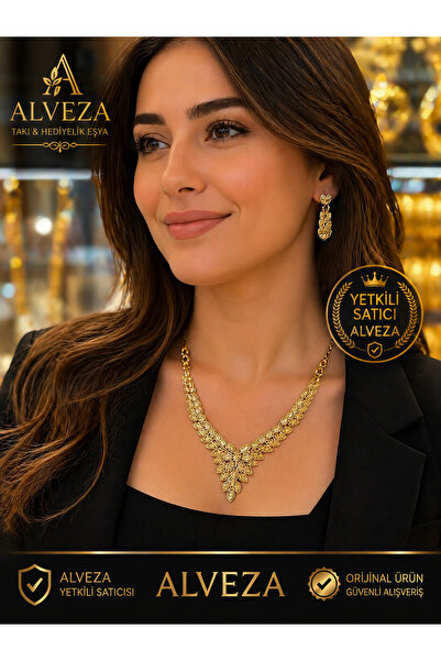 ALVEZAHB 22 AYAR ALTIN KAPLAMA ZEYTİN YAPRAĞI SET MODELİ
