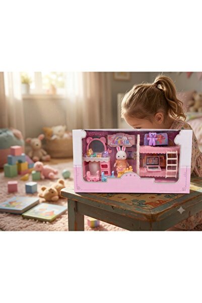 Daily Bazaar Tavşanlı Bebek Evi & Yatak Odası Oyun Seti