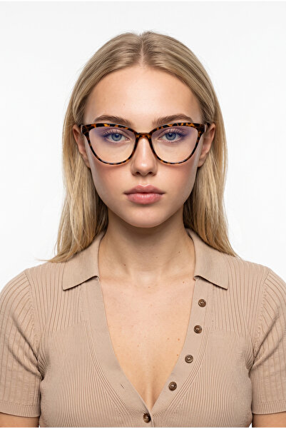 Houseofeyeris Nerina Leopar Frame Blue Block Clear Screen Glasses – Thin Oval...