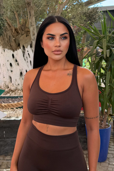4upower Prolift U Brown Seamless Sports Bra Sports Bra with Stitch-Free Pads