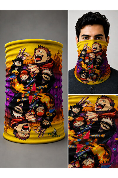 FG KONNİCHİWA قناع وجه من Jujutsu Kaisen Bandana Anime وغطاء للرقبة وغطاء للر...