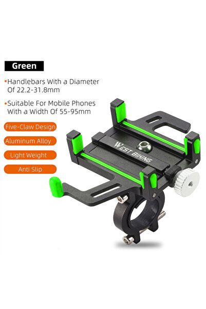 Choice Green WEST BIKING Bicycle Mobile Phone Holder 360° Rotatable Aluminum ...