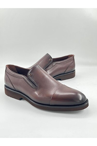PATRICK CASSA Men's Brown Leather Classic Laceless Comfortable Casual Shoes f...