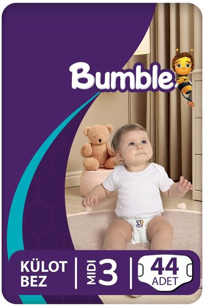 Bumble Size 3 Midi Panty Baby Diapers 44 Pieces |   4-9kg