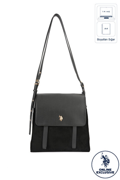 U.S. Polo Assn. حقيبة ماسنجر نسائية سوداء اللون US26802 حصرية على الإنترنت