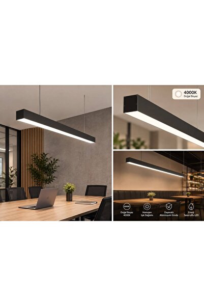 Genel Markalar LINEAR 100cm (60w) Beyaz Işık (4000k) Siyah Kasa Lineer Led Ay...