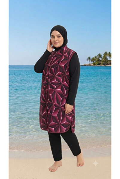 Differend Plus Size Fully Covered Waterproof Bathing Suit in Oversize Size