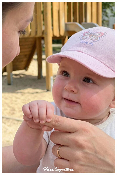 PIECE SIGNATURE 100% Cotton, Cute Baby Girl Cap (43-46 cm) (with Rubber Devic...