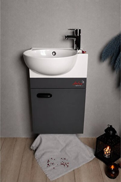 Turkuaz Turkuaz Banyo Ve Tuvalet Mini Köşe Lavabo 28*45 Cm (banyo Dolabı Dahil)