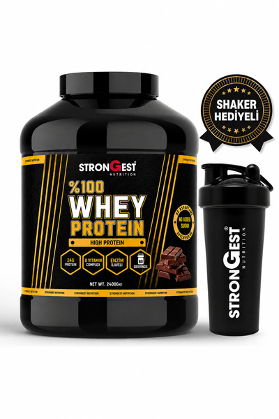 STRONGEST Whey Protein 2400gr 80 Servis Çikolata Aromalı %100 Protein Tozu