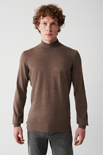 Avva Men's Mink Half Turtleneck Non-Pilling Knitwear Sweater E 005001
