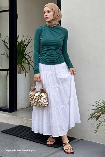 InStyle Smaragdno zelena bluza sa naboranim ramenima