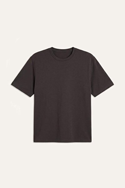 DeFacto Cotton Breathable Oversize Brown Basic T-Shirt X3926Az25Au