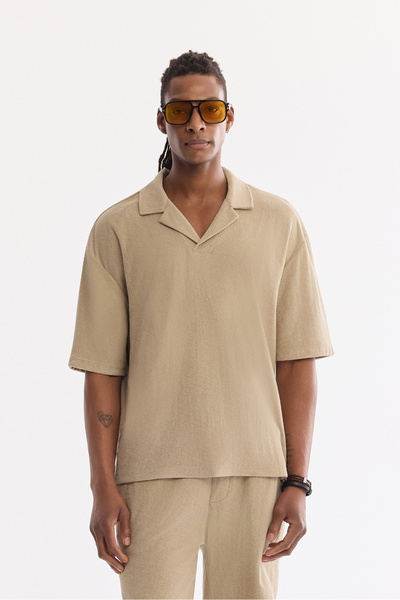 Avva Men's Mink Apaj Collar Cotton Soft Touch Comfort Fit T-Shirt A61Y2064